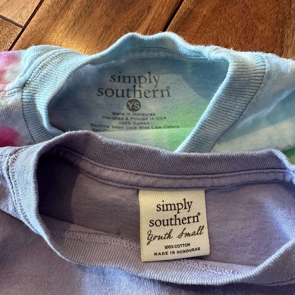 Simply southern lot of 2 youth small t-shirts ss tie-dye and ls purple. - Picture 8 of 8